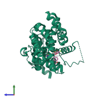 PDB entry 5zz2 coloured by chain, side view.