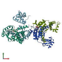PDB entry 5zz6 coloured by chain, front view.
