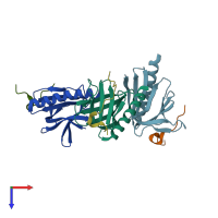 PDB entry 5zz9 coloured by chain, top view.