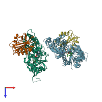 PDB entry 5zzb coloured by chain, top view.