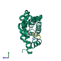 PDB entry 5zzf coloured by chain, side view.