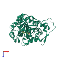 PDB entry 5zzp coloured by chain, top view.
