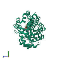 PDB entry 5zzx coloured by chain, side view.