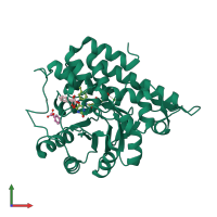 PDB entry 6a08 coloured by chain, front view.