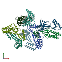 PDB entry 6a09 coloured by chain, front view.