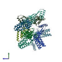 PDB entry 6a09 coloured by chain, side view.