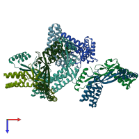 PDB entry 6a09 coloured by chain, top view.