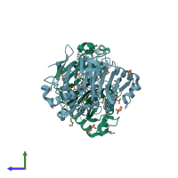 PDB entry 6a0f coloured by chain, side view.