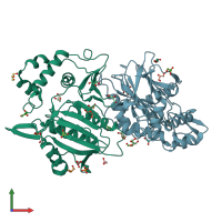 PDB entry 6a0i coloured by chain, front view.