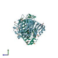 PDB entry 6a0i coloured by chain, side view.