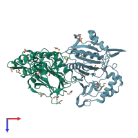 PDB entry 6a0i coloured by chain, top view.