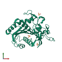 PDB entry 6a0w coloured by chain, front view.