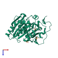 PDB entry 6a0w coloured by chain, top view.