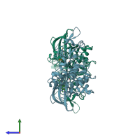 PDB entry 6a1g coloured by chain, side view.