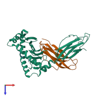 PDB entry 6a2b coloured by chain, top view.