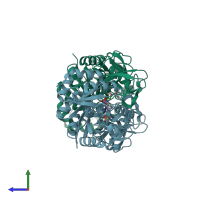 PDB entry 6a2f coloured by chain, side view.