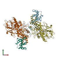 PDB entry 6a2u coloured by chain, front view.
