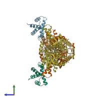 PDB entry 6a2u coloured by chain, side view.