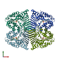 PDB entry 6a3g coloured by chain, front view.
