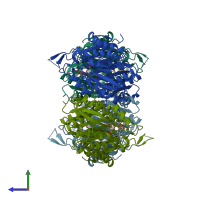 PDB entry 6a3g coloured by chain, side view.