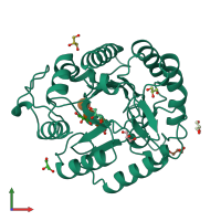 PDB entry 6a3h coloured by chain, front view.