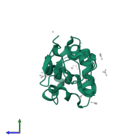 Lysozyme C in PDB entry 6a4p, assembly 1, side view.