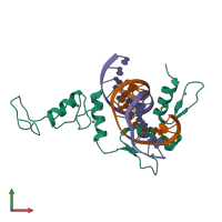 PDB entry 6a57 coloured by chain, front view.
