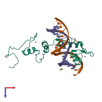 PDB entry 6a57 coloured by chain, top view.