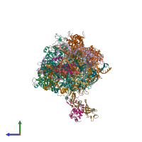 PDB entry 6a5u coloured by chain, side view.