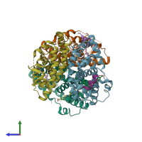 PDB entry 6a5z coloured by chain, side view.