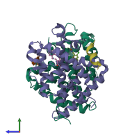PDB entry 6a60 coloured by chain, side view.