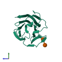 PDB entry 6a62 coloured by chain, side view.