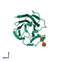 PDB entry 6a64 coloured by chain, side view.