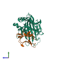 PDB entry 6a6h coloured by chain, side view.