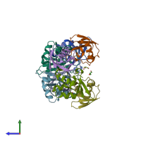 PDB entry 6a6i coloured by chain, side view.