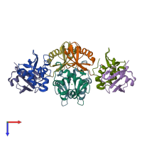PDB entry 6a6i coloured by chain, top view.