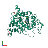 PDB entry 6a6q coloured by chain, front view.