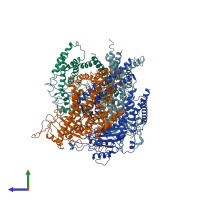 PDB entry 6a70 coloured by chain, side view.