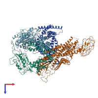 PDB entry 6a70 coloured by chain, top view.