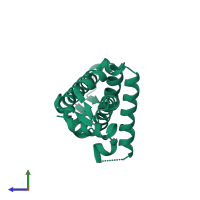 PDB entry 6a7u coloured by chain, side view.