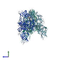 PDB entry 6a8p coloured by chain, side view.