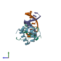 PDB entry 6a8r coloured by chain, side view.