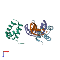 PDB entry 6a8r coloured by chain, top view.