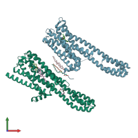 PDB entry 6a94 coloured by chain, front view.