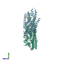 PDB entry 6a94 coloured by chain, side view.