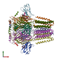 PDB entry 6a96 coloured by chain, front view.