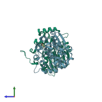 PDB entry 6a9d coloured by chain, side view.