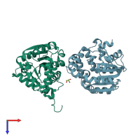 PDB entry 6a9d coloured by chain, top view.