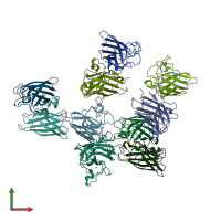 PDB entry 6a9o coloured by chain, front view.