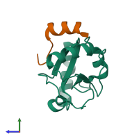 PDB entry 6a9x coloured by chain, side view.